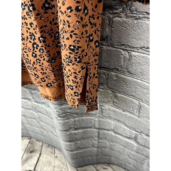 J. Jill Wearever Womens XL Orange Floral Print Top 3/4 Sleeve Knit Tunic Blouse - Picture 9 of 12